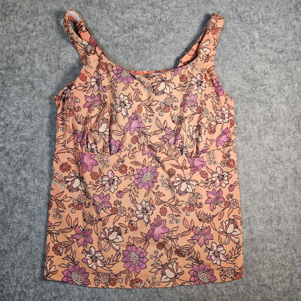 Lands End Womens Pink Floral Tankini Swim Top Beach Summer Vacation Size 20W